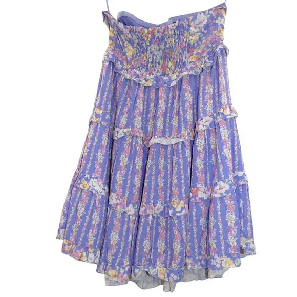 Altar'd State Lavender Floral Tiered Mini Dress Strapless NWT Size S - Picture 4 of 16